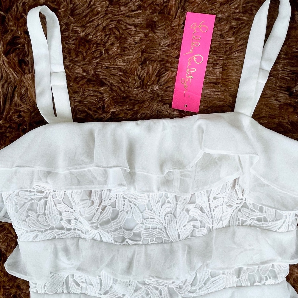 NEW! Lilly Pulitzer Olive Resort Tiered Ruffle Top - Picture 3 of 16